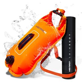 Swim Buoy for Open Water with Dry Bag 15L - Fully Waterproof Swim Bubble - Be Safe with Higher Visibility, Toughened Nylon and Rest Handle Swimming Buoy - Open Water Swim Buoy for all Season Swimmers