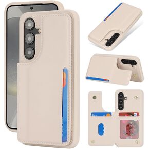 iCoverCase متوافق مع حافظة Samsung Galaxy S24 Ultra مع حامل بطاقة، حافظة محفظة S24 Ultra للنساء والرجال [RFID Blocking] حافظة هاتف واقية من جلد البولي يوريثان لهاتف S24 Ultra 5G (رمادي ليوبارد)