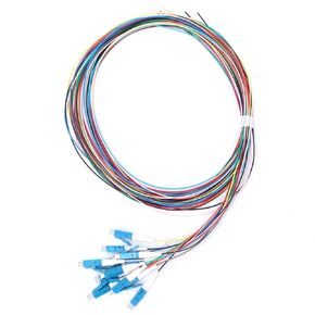 Garosa Fiber Optic Pigtail, 12 Strand Fiber Optic Pigtail LC/UPC Single Mode Low Insertion Loss with Ceramic Ferrule 1.5m for Optical Fiber LAN, Optical Fiber Communication System