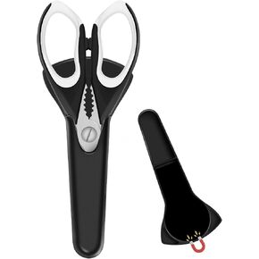 2 Pack Sharp Kitchen Scissors Set with Magnetic Holder, Heavy Duty Kitchen Shears Meat Scissors, Multifunctional Stainless Steel Cooking Poultry Scissors for Household School Picnic
