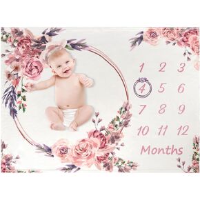 Bohemian Rose Baby Monthly Milestone Blanket for Girls Swaddle Blanket Growing Gender Reveal Gift Photo Props Girls Bohemian Blanket Mom-to-Be Gift Ideas Birthday Anniversary 40"x50"