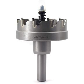 Hole Saw TCT JESTUOUS 2-1/8 Inch Cutting Diameter 3/16 Cutter Depth 3/8 Shank Dia Carbide Tipped Tooth Round Drill Bit Kit Cutter for Stainless Steel Metal Wood