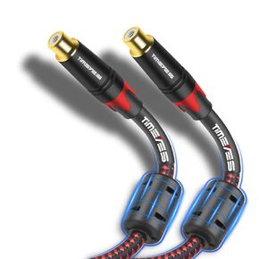 0.5M RCA Extension Cable Cord, RCA Female to RCA Female Stereo Adapter Cable, Gold Plated RCA Car Audio Subwoofer Converter Cord, RCA to RCA Extender Speaker Wire for AV Receiver Home Theater