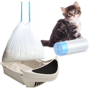 120 Pack Cat Litter Bags with Drawstring, Heavy Duty Cat Litter Box Liners Compatible with Litter Robot 3 4 Waste Bags Replacement, 10-12 Gallons of Capacity