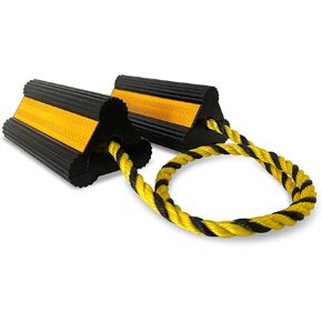 ROBLOCK Heavy Duty Rubber Dual Wheel Chocks, RV Non Slip Wheel Stoppers with Nylon Rope Yellow, Wheel Block for Travel Trailers, Aircraft, Car, Camper, Truck 2 Pair