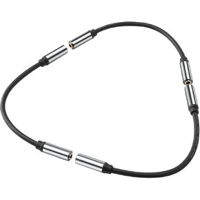 3.5mm Female to Female Audio Adapter Cable TRS Stereo Jack AUX Extension Wire Connector Coupler Cord for Headphones, Car Stereo- 15cm/6inch, 3 Pack - Silver