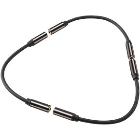 3.5mm Female to Female Audio Adapter Cable TRS Stereo Jack AUX Extension Wire Connector Coupler Cord for Headphones, Car Stereo- 15cm/6inch, 3 Pack - Silver