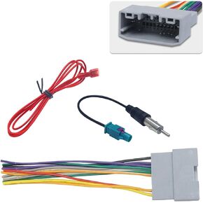 Pack-3 Car Stereo Radio Wiring Harness Connector, Audio DVD Modified Power Speaker Cable, Plastic + Metal Audio Repair Accessories, Compatible with Jeep Compass Wrangler Dodge (Multicolored)