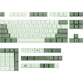 Happy Balls Matcha XDA Keycaps PBT Dye Sub Cherry MX Keyset Custom XDA Profile Key Caps for 61 65 68 75 84 87 96 98 104 108 MX Switches Mechanical Keyboards (Matcha-English)