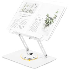 حامل كتب للقراءة، حامل كتب قابل للتعديل بقاعدة دوارة 360 درجة، حامل عرض كتب محمول لكتب الطبخ والأجهزة اللوحية ومواد الدراسة