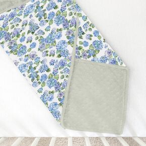 Blue Hydrangea Floral Minky Baby Blanket for Girl Boy with Dotted Backing Double Layer Watercolor Flowers Painting Soft Swaddle Receiving Blanket Wild Floral Newborn Toddler Nursery Bed Throw 30x40