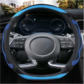 D Cut Steering Wheel Cover - D Shaped Flat Bottom Microfiber Leather Anti-Skid Breathable Fit 14.5"-15" (Black)