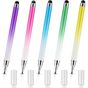 Stylus Pens for Touch Screens, 2 in 1 High Precision & Sensitivity Universal Stylus Pen Compatible with iPhone, iPad, Android, Microsoft Tablets, Phones, Surface, 5 Pack-Gradient Style