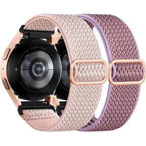 GEAK 2 Pack Elastic Bands Compatible with Samsung Galaxy Watch 7 40mm 44mm/Watch 6 5 4 40mm 44mm/Watch 4 Classic 42mm 46mm/Watch 3 41mm/Watch 5 Pro 45mm, Stretchy Nylon Solo Loop Strap for Women Men