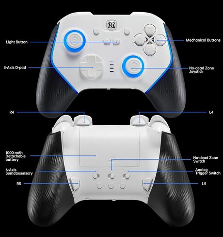 BINBOKPLAY Ultra Pro Controller, Game Controller for PC/Switch/Steam Deck etc.7 Color LED Hall Effect Controller with Microswitch Buttons, PC Controller Wireless Changeable Digital & Analog Trigger in Saudi Arabia