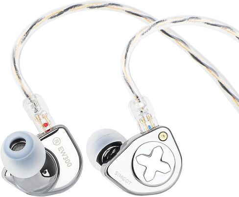 Linsoul SIMGOT EW300 1DD+1Planar+1PZT Hybrid Driver in Ear Monitor, Wired Earbuds IEM, Gaming Earbuds with Detachable Nozzles, Silver-Plated OFC IEM Cable for Audiophile Musician (EW300 DSP) in Saudi Arabia