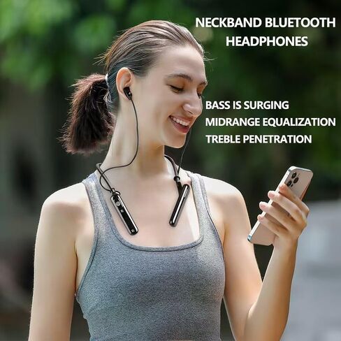 Neck Headphones Wireless Bluetooth，V5.2 with Microphone Neckband Bluetooth Headphones，35 Hours of Playtime in-Ear Neckband Earbuds no Power Button IPX7 Sweat-Resistant deep bass (Y8H) in Saudi Arabia