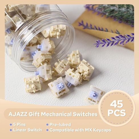 مجموعة مفاتيح ميكانيكية خطية 45gf من Ajazz، مُشحمة مسبقًا، مفتاح 5 دبابيس، 45 قطعة، مع جذع POM، متوافق مع أغطية مفاتيح MX للوحة مفاتيح الألعاب in Kuwait