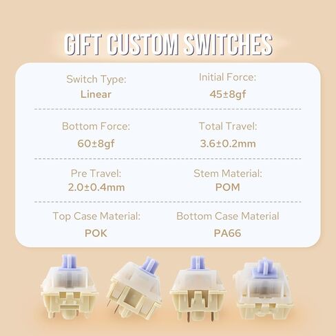 مجموعة مفاتيح ميكانيكية خطية 45gf من Ajazz، مُشحمة مسبقًا، مفتاح 5 دبابيس، 45 قطعة، مع جذع POM، متوافق مع أغطية مفاتيح MX للوحة مفاتيح الألعاب in Kuwait