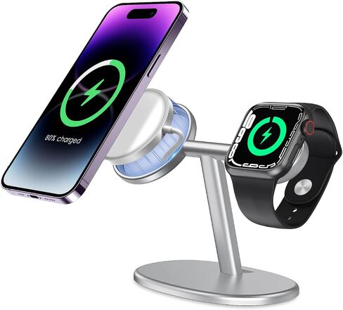 EWA 2 in 1 Phone Stand for Mag Safe Charger,Excellent Combination for iPhone & Watch Charger, Compatible with iPhone 15/14/13/12/pro/pro Max and Apple Watch [Magsasfe Not Included] in Saudi Arabia