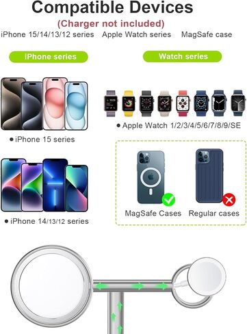 EWA 2 in 1 Phone Stand for Mag Safe Charger,Excellent Combination for iPhone & Watch Charger, Compatible with iPhone 15/14/13/12/pro/pro Max and Apple Watch [Magsasfe Not Included] in Saudi Arabia
