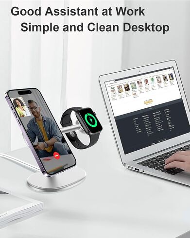 EWA 2 in 1 Phone Stand for Mag Safe Charger,Excellent Combination for iPhone & Watch Charger, Compatible with iPhone 15/14/13/12/pro/pro Max and Apple Watch [Magsasfe Not Included] in Saudi Arabia