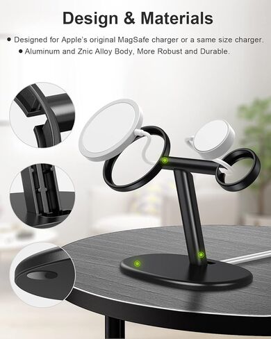 حامل هاتف EWA 2 في 1 لشاحن Mag Safe، مزيج ممتاز لشاحن iPhone وساعة، متوافق مع iPhone 15/14/13/12/pro/pro Max وApple Watch [Magsasfe غير متضمنة] in Kuwait