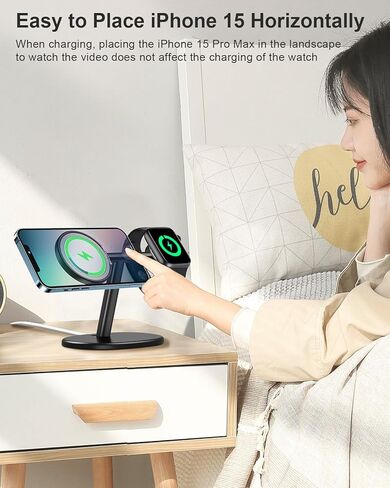 حامل هاتف EWA 2 في 1 لشاحن Mag Safe، مزيج ممتاز لشاحن iPhone وساعة، متوافق مع iPhone 15/14/13/12/pro/pro Max وApple Watch [Magsasfe غير متضمنة] in Kuwait
