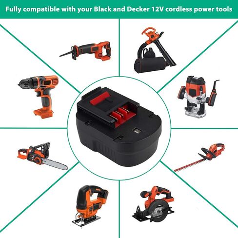 2Pack 3600mAh Ni-Mh Replacement for Black and Decker 12V Battery Compatible with Black and Decker 12 Volt Battery HPB12 FS120BX FSB12 FS120B A1712 A12 BD12PSK SS12 BDID1202 XD1200K CDC120ASB HPD12K-2 in Kuwait