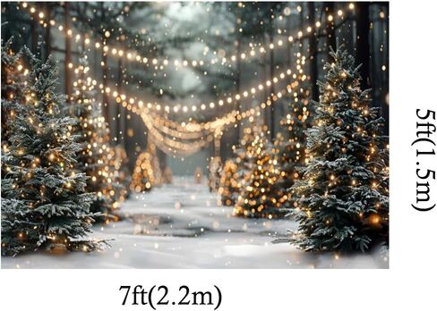 Kate 7x5ft Forest Christmas Tree Market Decoration Photography Backdrops Forest Lighting Winter Wonderland Landscape Princess Photo Background in Kuwait