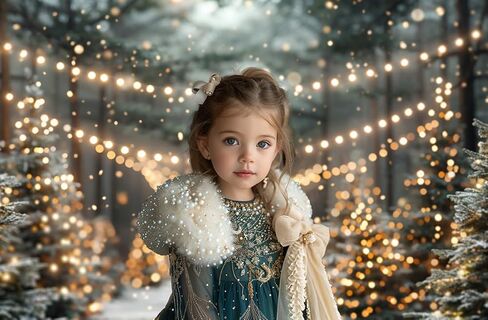 Kate 7x5ft Forest Christmas Tree Market Decoration Photography Backdrops Forest Lighting Winter Wonderland Landscape Princess Photo Background in Kuwait