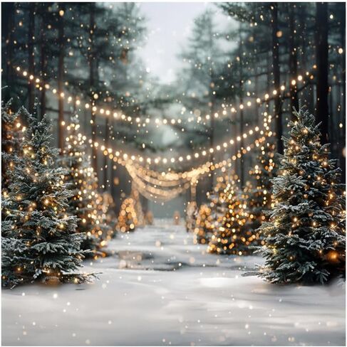 Kate 7x5ft Forest Christmas Tree Market Decoration Photography Backdrops Forest Lighting Winter Wonderland Landscape Princess Photo Background in Kuwait