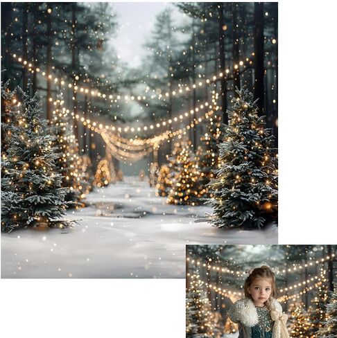 Kate 7x5ft Forest Christmas Tree Market Decoration Photography Backdrops Forest Lighting Winter Wonderland Landscape Princess Photo Background in Kuwait