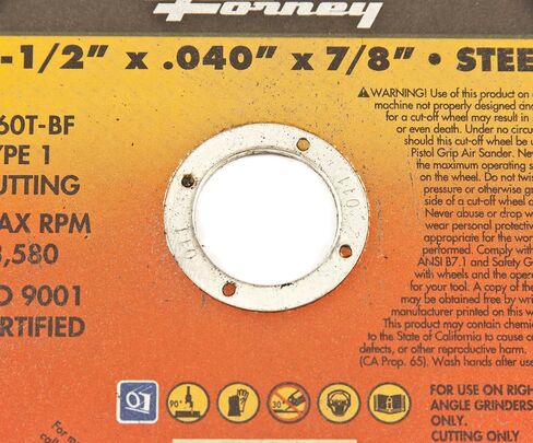 عجلة قطع Forney 71797 مع أربور 7/8 بوصة، نوع معدني 1، A60T-BF، 6 بوصة × 0.040 بوصة in Kuwait