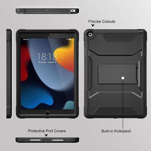 DTTO for iPad 9th/8th/7th Generation 10.2 Inch Case 2021/2020/2019, Built-in Screen Protector, Durable Shockproof Full Body Protective Cover with Kickstand for iPad 10.2", Navy Blue in Saudi Arabia