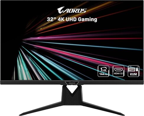 شاشة Gigabyte AORUS FI32U مقاس 32 بوصة 4K SS IPS للألعاب، شاشة ANC مدمجة حصرية، شاشة 3840x2160، معدل تحديث 144 هرتز، وقت استجابة 1 مللي ثانية (GTG)، منفذ عرض 1x 1.4،2x HDMI 2.1،2x USB 3.0، مع نوع C، أسود in Saudi Arabia