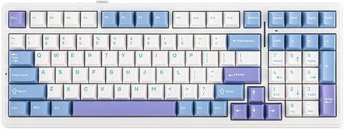 EPOMAKER x Aula F99 Wireless Mechanical Keyboard, Hot Swappable Gasket Custom Gaming Keyboard with Five-Layer Padding, Bluetooth/2.4GHz/USB-C, 8000mAh Battery (White Light Blue, Graywood V3 Switch) in Saudi Arabia