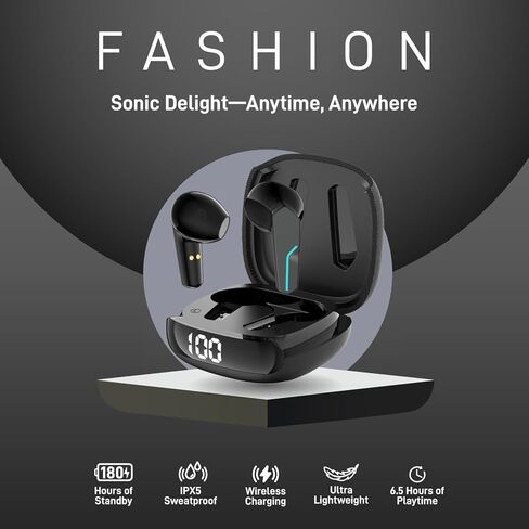 MyJoy Fashion Wireless Earbuds, Noise-Reducing Earbuds for Music, Podcasts, and Movies, IPX5 Sweatproof-Rated Headphones, Bluetooth Earbuds, Dual Microphone, 6.5-Hour Playtime, White in Saudi Arabia
