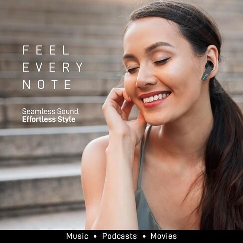 MyJoy Fashion Wireless Earbuds, Noise-Reducing Earbuds for Music, Podcasts, and Movies, IPX5 Sweatproof-Rated Headphones, Bluetooth Earbuds, Dual Microphone, 6.5-Hour Playtime, White in Saudi Arabia