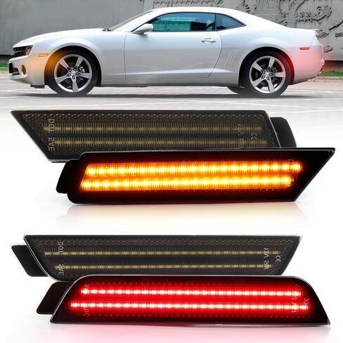 LED Side Marker Lights Front Rear Bumper Marker Lamps for 2010-2015 Chevy Camaro White, Smoked Lens Fender Reflectors 4PCS in Kuwait