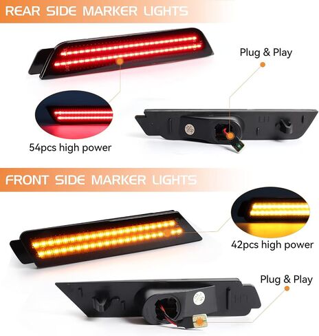 LED Side Marker Lights Front Rear Bumper Marker Lamps for 2010-2015 Chevy Camaro White, Smoked Lens Fender Reflectors 4PCS in Kuwait