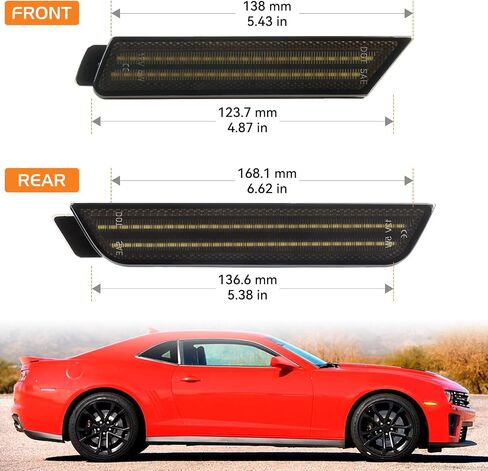 LED Side Marker Lights Front Rear Bumper Marker Lamps for 2010-2015 Chevy Camaro White, Smoked Lens Fender Reflectors 4PCS in Kuwait