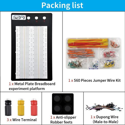 GeeekPi Solderless Breadboard with Black Metal Black Plate and 560PCS U-Shape + 65PCS Pure Copper Jumper Wires for Arduino/Raspberry Pi/Prototyping/Circuit (1560 Tie-Points) in Saudi Arabia
