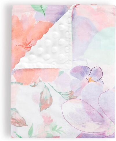 Baby Girls Blanket, Ultra Soft Mink Baby Blankets for Newborn with Double Layer, Dotted Backing, Multicolor Printed Receiving Crib Blanket, 30 x 40 Inches (Stylish Floral) in Saudi Arabia