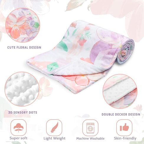 Baby Girls Blanket, Ultra Soft Mink Baby Blankets for Newborn with Double Layer, Dotted Backing, Multicolor Printed Receiving Crib Blanket, 30 x 40 Inches (Stylish Floral) in Saudi Arabia