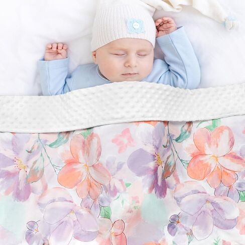 Baby Girls Blanket, Ultra Soft Mink Baby Blankets for Newborn with Double Layer, Dotted Backing, Multicolor Printed Receiving Crib Blanket, 30 x 40 Inches (Stylish Floral) in Saudi Arabia