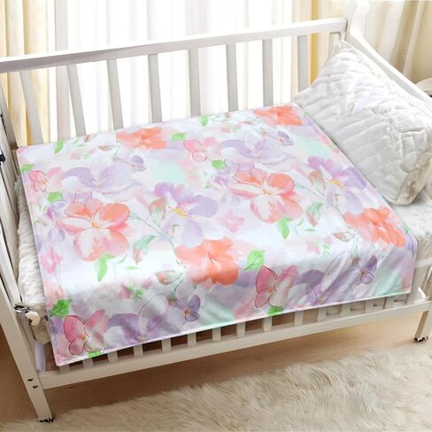 Baby Girls Blanket, Ultra Soft Mink Baby Blankets for Newborn with Double Layer, Dotted Backing, Multicolor Printed Receiving Crib Blanket, 30 x 40 Inches (Stylish Floral) in Saudi Arabia