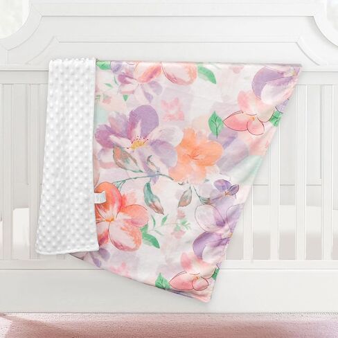 Baby Girls Blanket, Ultra Soft Mink Baby Blankets for Newborn with Double Layer, Dotted Backing, Multicolor Printed Receiving Crib Blanket, 30 x 40 Inches (Stylish Floral) in Saudi Arabia