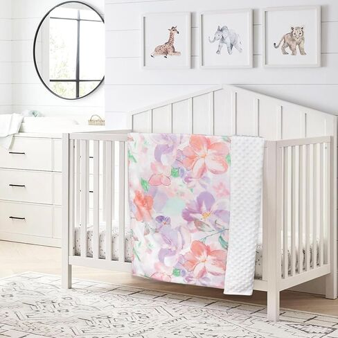 Baby Girls Blanket, Ultra Soft Mink Baby Blankets for Newborn with Double Layer, Dotted Backing, Multicolor Printed Receiving Crib Blanket, 30 x 40 Inches (Stylish Floral) in Saudi Arabia