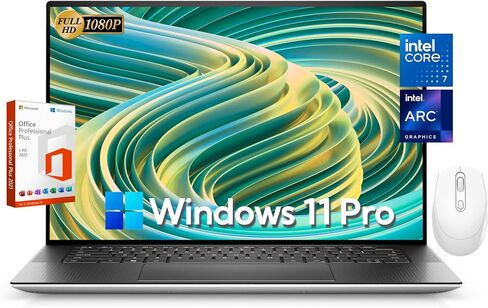 كمبيوتر محمول Dell XPS 15 Business - Windows 11 Pro & Lifetime Microsoft Office، شاشة 15.6 بوصة FHD+، وحدة المعالجة المركزية i7-13620H (10 كور)، 32 جيجابايت DDR5، 1 تيرابايت SSD، Arc Graphics A370M، WiFi 6، لوحة مفاتيح بإضاءة خلفية، مع ماوس in Saudi Arabia